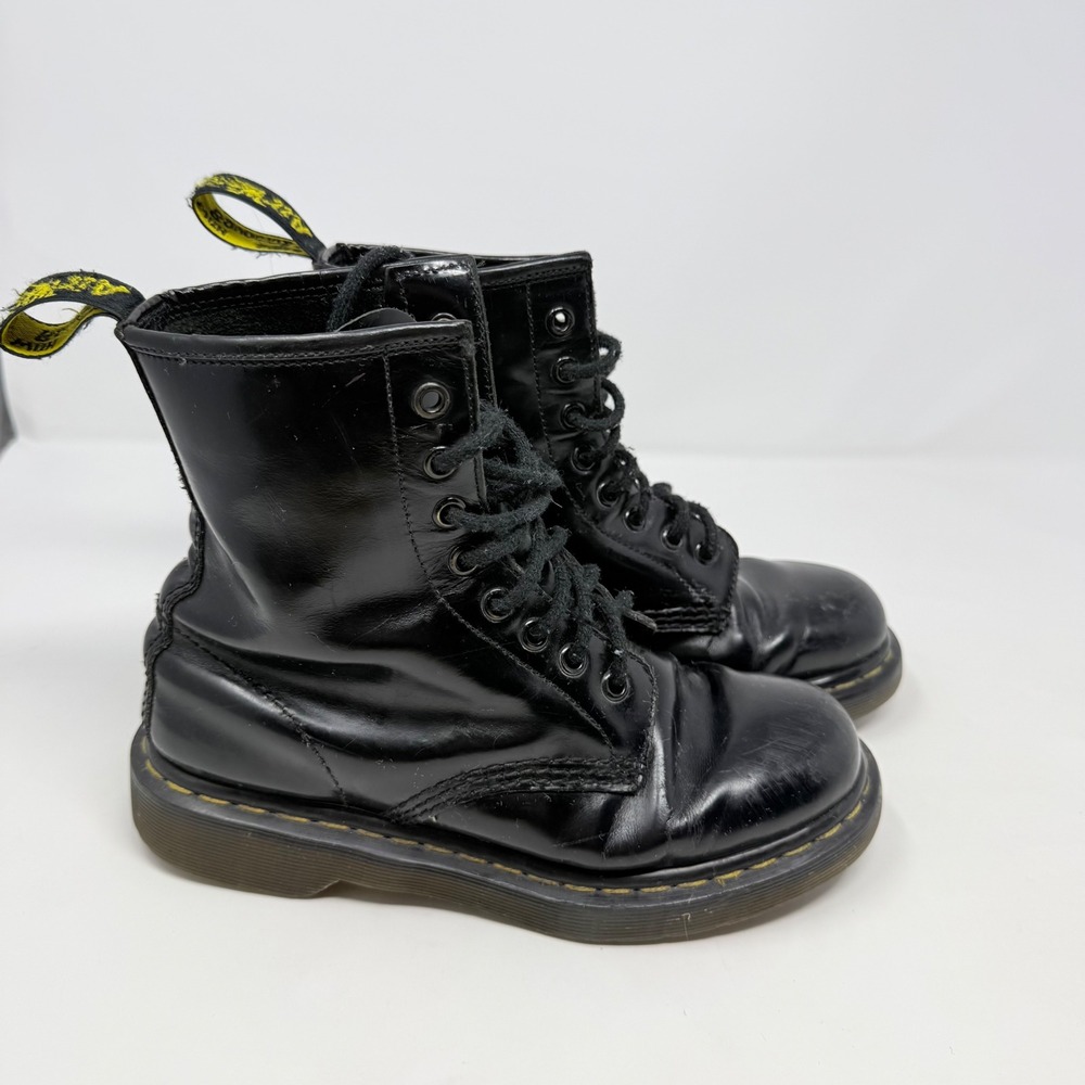 Dr. Martens 1460 Black Patent Leather 8 Eye Lace Up Combat Boots Mens 5 Womens 6